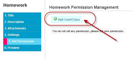 You may also select the Setting for Homework. For instance, you can set it so that students can only upload a single file, multiple files or no files.