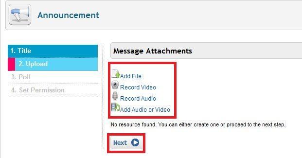 Add audio or video: allow you to upload an audio or video file, which will be played
