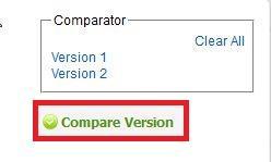 By selecting add compare on the different versions, users will be able to compare then by clicking on Compare Version Users will then be presented with an overall layout of their