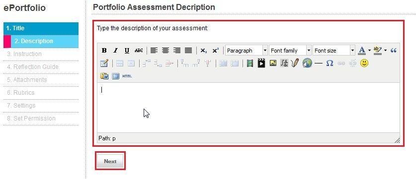 A Input your Assessment Category B Input your Assessment s Title After finish, Click