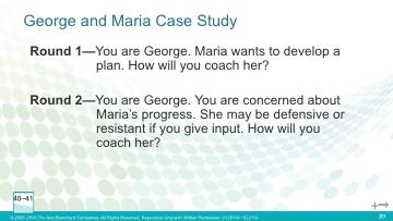 Coaching Essentials Activity 25 Coaching Maria Activity Time: 17 minutes Slide Time: 15 minutes PW Pages: 40 41 Start/Stop Time: Slide: 89 George and Maria Case Study 1.