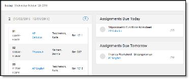 Tools Available in Campus Student Tool Name Description Example Image Today Weekly Overview Grades Grade Book Updates The Today view shows the student's schedule for the current day and lists any