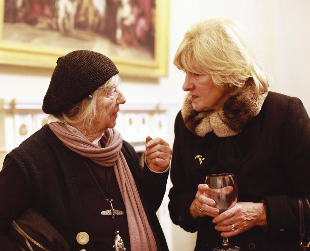 Camille Souter, artist, with Antoinette Murphy, art historian, at a reception in