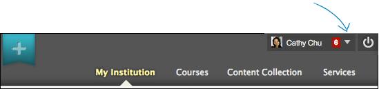 After logging in to Blackboard, you will "land" on the My Institution tab.