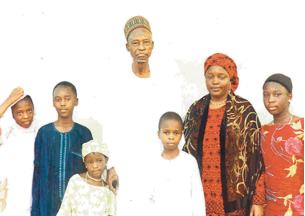 Lamido Aliyu Musdafa with his grand children Asmau, Lamido, Laila, Mustapha, Aisha and Walida. The Turaki turbaning ceremony was held with pomp and pageantry. All roads led to Yola on that day.