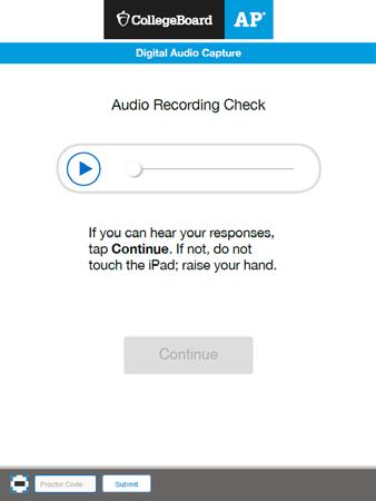 Playing Back the Recording and Uploading 12. The Audio Recording Check screen appears after students have selected Yes on the Stop Recording message.