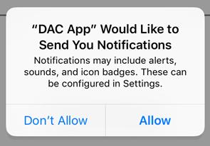 You ll also be prompted to allow the app to send notifications. Select Allow.