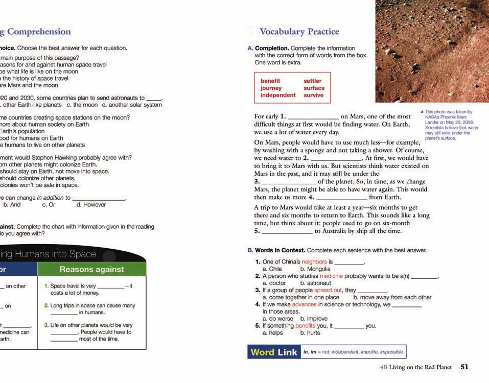 Vocabulary Practice activities present and reinforce highfrequency vocabulary