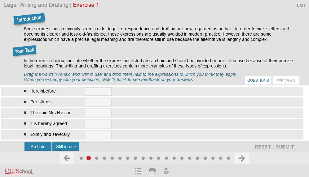 ix The online exercises QLTS Skills Online features a variety of exercises, some involving video or audio material.