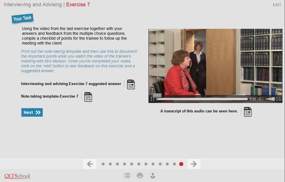The online exercises xiii Making notes in a template during audio or video material You ll listen to an audio file or short film, then be asked to make notes using a template which features various