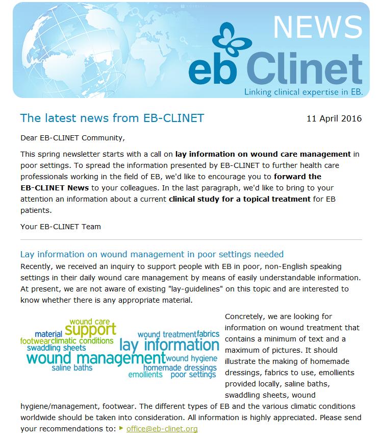 EB-CLINET Examples (1) Question from Singapore: Do you have information material on wound care for low resource countries?
