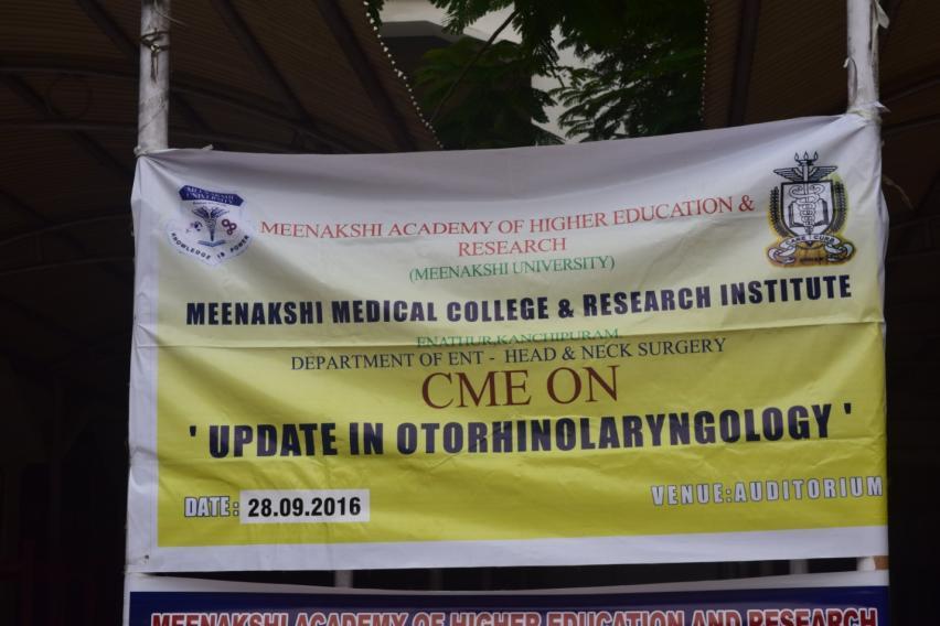 CME CONDUCTED. UPDATE IN OTORHINOLARYNGOLOGY 2016 CONDUCTED ON 28 TH OF SEPTEMBER, 2016 The Department of ENT organized a CME programme Update in Otorhinolaryngology 2016 on 28 th of September 2016.