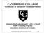 CAMBRIDGE COLLEGE Certificate of Advanced Graduate Studies
