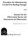 Procedures for Administering Leveled Text Reading Passages. and. Stanines for the Observation Survey and Instrumento de Observación.